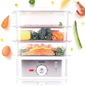 Duronic FS87 Parowar elektryczny, pojemnik do ryżu, moc 870 W, cały obiad przy jednym gotowaniu - Duronic