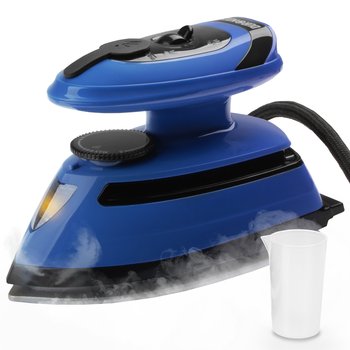 Duronic SI4 BB Żelazko podróżne 420W z funkcją pary | turystyczne mini żelazko na wyjazdy | nieprzywierająca stopa ceramiczna | regulacja temperatury | 220V lub 110V | niebiesko - czarne - Duronic