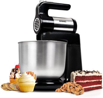 Duronic SM3 Mikser ręczny lub stojący z misą 2 w 1 | robot kuchenny | łatwy w przechowywaniu | z funkcją turbo i stojakiem do przechowywania | misa 4L | 300W | blokada - Duronic