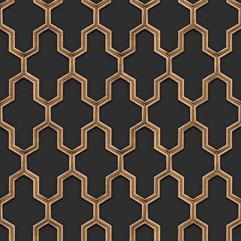 DUTCH WALLCOVERINGS Tapeta Geometric, czarno-złota - DUTCH WALLCOVERINGS