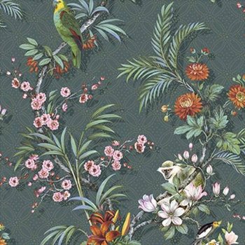 DUTCH WALLCOVERINGS Tapeta Tropical, niebieskozielona - DUTCH WALLCOVERINGS