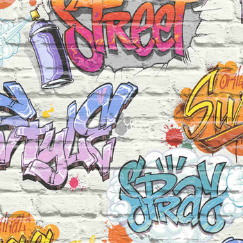 DUTCH WALLCOVERINGS Tapeta z motywem graffiti, wielokolorowa, L179-05 - DUTCH WALLCOVERINGS
