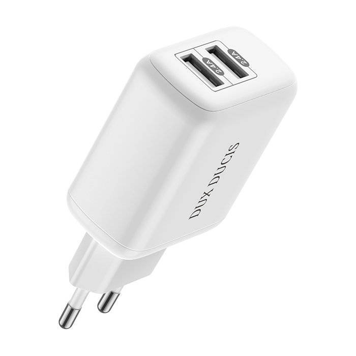 Фото - Зарядний пристрій Dux Ducis ładowarka sieciowa 2x USB 12W 2,4A biały  (C10 white)