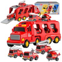 Duża Ciężarówka TIR Laweta Straż Pożarna ŚWIATŁO DŹWIĘK Transporter 4 Auta