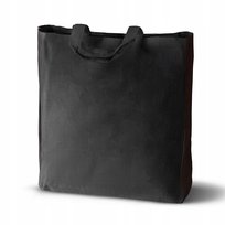 DUŻA CZARNA TORBA BAWEŁNIANA 38x8x8x42 cm Z KRÓTKIM UCHWYTEM 220g ZAKUPOWA