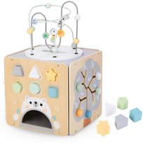 Duża drewniana kostka aktywności z pętlą - Montessori Mamabrum