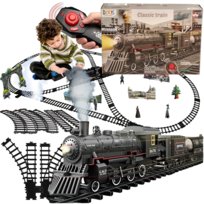 DUŻA KOLEJKA ELEKTRYCZNA Lokomotywa Dymiąca WAGONY Mega TOR 9 m XXL + PILOT Sterowana Pilotem Classic Train - Klasyczna Kolejka na prezent dla dzieci