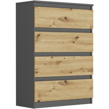 Duża Komoda 4 Szuflady Szafka Antracyt Mix Artisan Pl R-4 - Mobene