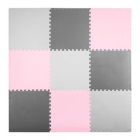Duża mata piankowa puzzle piankowe 180x180cm 9szt Ricokids szaro-różowa
