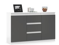 DUŻA POJEMNA KOMODA SZAFKA RTV 3 SZUFLADY DRZWI BIAŁA GRAFIT MAT 120 cm