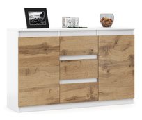 DUŻA POJEMNA KOMODA SZAFKA RTV 3 SZUFLADY DRZWI BIAŁA MAT DĄB WOTAN 120 cm