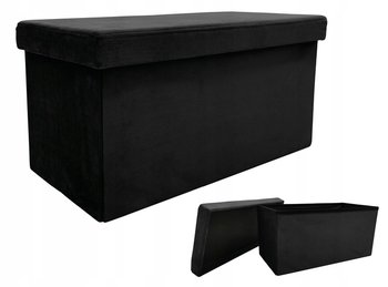 Duża pufa skrzynia pojemnik kufer PERFECT DUO 60x30x30cm CZARNY - Kontrast