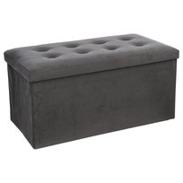 Duża pufa ze schowkiem i siedziskiem, pikowana, szara 76 x 38 x 38 cm Atmosphera