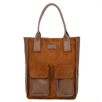 Duża Shopperka Torba Zamszowa Vezze Tasca Brązowa