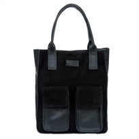 Duża Shopperka Torba Zamszowa Vezze Tasca Czarna