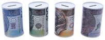 Duża skarbonka metalowa puszka – 15x10 cm nieotwierana, na monety i banknoty