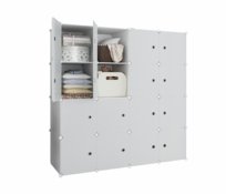 Duża Szafa Modułowa Biała 10 Półek Garderoba Regał