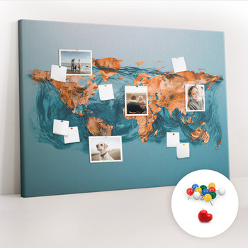 Duża Tablica, Korek 100x140 cm Wzór Abstrakcja mapa świata + Pinezki Kolorowe - Coloray