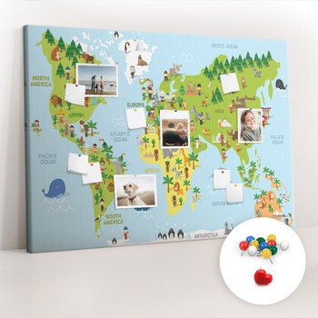 Duża Tablica, Korek 100x140 cm Wzór Mapa świata Kultury + Pinezki Kolorowe - Coloray