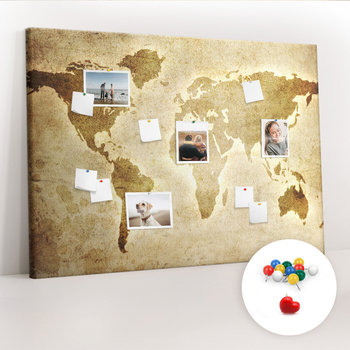Duża Tablica, Korek 100x140 cm Wzór Stara mapa świata + Pinezki Kolorowe - Coloray