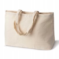 DUŻA TORBA ZAKUPOWA 50x15x38 cm ECRU 220g EKO BAWEŁNIANA POJEMNA NATURALNA