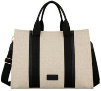 Duża torebka damska beżowa ROVICKY shopper bag na ramię lub do ręki kieszonki na suwak Rovicky