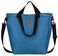 Duża torebka damska na zakupy PETERSON shopper bag na suwak kieszonki na drobiazgi telefon uchwyt do ręki szeroki odpinany pasek na ramię modna miejska niebieska Peterson