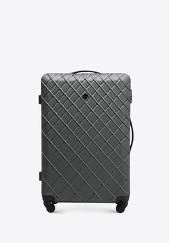Duża walizka z ABS-u w ukośną kratkę stalowo-czarna - WITTCHEN