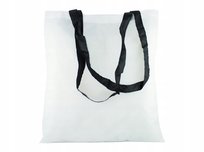 DUŻA ZAKUPOWA TORBA 38x42 cm BIAŁA Z CZARNYM UCHWYTEM EKOLOGICZNA POJEMNA