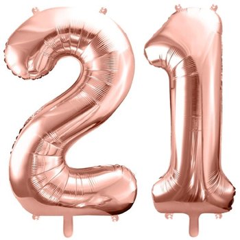 Duże Balony Urodzinowe Różowe Złoto Cyfra 21 Hel Powietrze Dekoracja Ozdoba Prezent Upominek - ABC