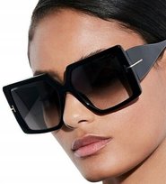 Duże blogowe okulary damskie cieniowane kwadratowe