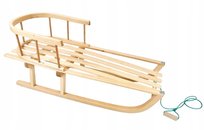 Duże drewniane sanki z oparciem