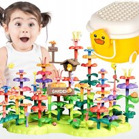 DUŻE KLOCKI KWIATKI KONSTRUKCYJNE KWIATY RABAT ZESTAW KUFEREK WÓZEK DZIECI