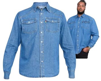 DUŻE ROZMIARY Koszula jeansowa Western DUKE niebieska 5XL obw. 172cm - Inna marka