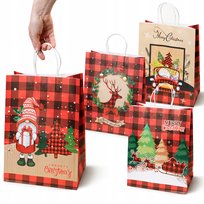 DUŻE TORBY PAPIEROWE ZE ŚWIĄTECZNYM MOTYWEM 26x12x33cm DLA DZIECI NA ŚWIĘTA