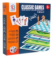 DUZY 16W1 ZESTAW GIER PLANSZOWYCH DLA DZIECI I DOROSŁYCH, Lean Toys