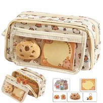 Duży 9-panelowy piórnik kapibara z 25 akcesoriami | 22 x 13 cm s495