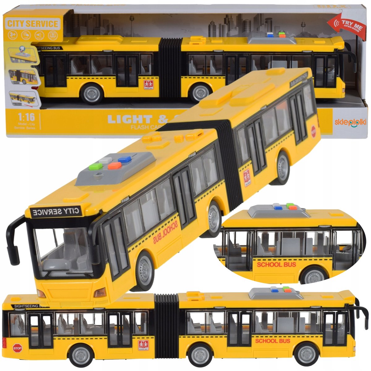 DUŻY AUTOBUS MIEJSKI PRZEGUBOWY CITYBUS ŚWIATŁO DŹWIĘK OTWIERANE DRZWI ...