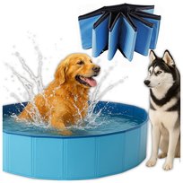 Duży Basen Ogrodowy Składany Kojec Dla Psa Zwierząt Do Mycia Ochłody 120x30 Do Ogrodu Mocny Niebieski Do kąpieli Antypoślizgowy