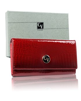 Duży czerwony portfel damski skórzany Cavaldi - 4U CAVALDI
