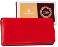 Duży damski portfel poziomy skórzany PETERSON portmonetka z RFID STOP