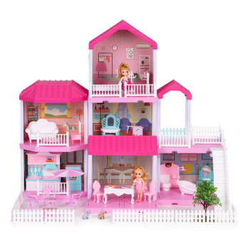 Duży domek dla lalek składany Villa + mebelki lalka ogród - Ecotoys