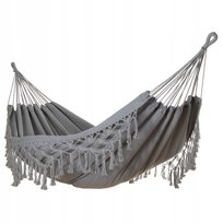 Duży Dwuosobowy Mocny Hamak Ogrodowy Boho Huśtawka Midas 150X200 Xxl Szary