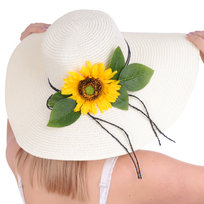 Duży Kapelusz Damski Słomkowy Sunflower Ecru 57 Cm