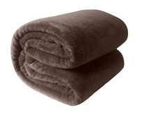 Duży miękki koc pled narzuta 200x220 cm brązowy