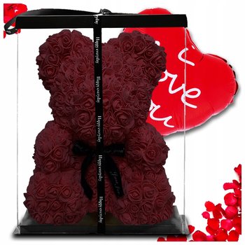 Duży Miś Z Róż Bordowy Walentynki Prezent Dzień Mamy Babci 25cm Xl 3d Led - Inny producent