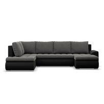 Duży narożnik U, lewostronny, BOSCO, ekoskóra, 300x200x89 cm, czarny, szary | TYLETEGOTU