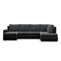 Duży narożnik U, prawostronny, BOSCO, ekoskóra, plecionka, 300x200x89 cm, czarny, ciemny szary | TYLETEGOTU