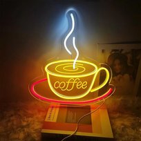 Duży Neon Led Usb Lampka Na Ścianę Napis Do Pokoju Coffee Kubek Z Kawą