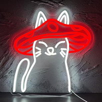 Duży neon Led USB Lampka na ścianę Napis do pokoju Kot Kowboj